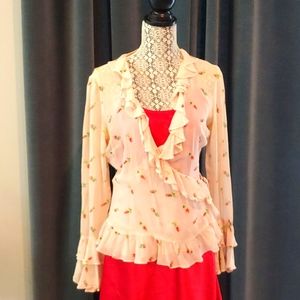 Victoria Secret Strawberry Chiffon 100% Silk Wrap Top